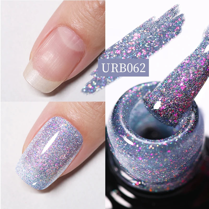 UR SUGAR 7ml Crystal Nude Rubber Base Gel Milky White Pink Gold Glitter Semi Permanent Soak Off UV LED Nail Art Construction Gel