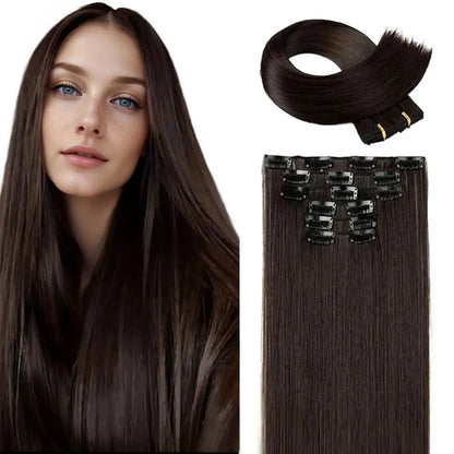 Clip in Hair Extensions Synthetic Hair Extensions for Women Straight Layered Hair Extensions Heat Resistant Long Wavy Daily