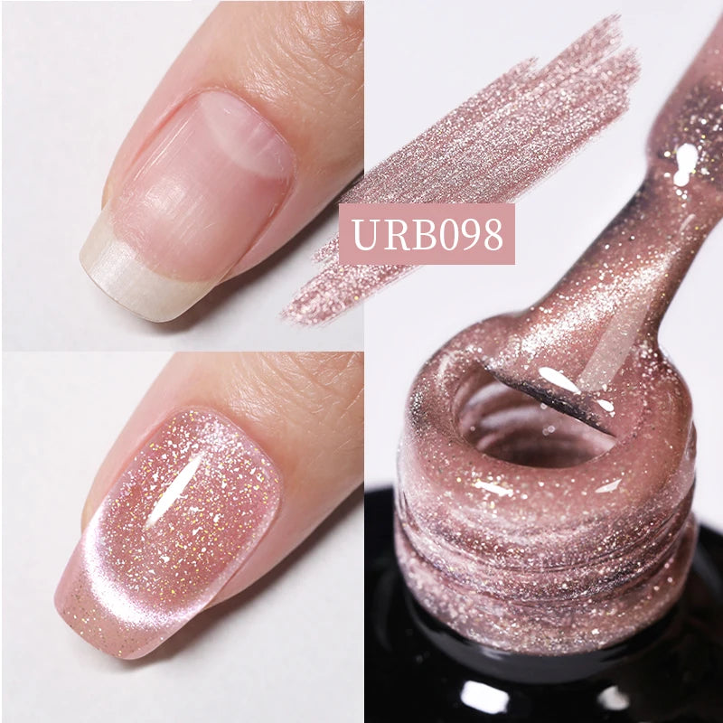 UR SUGAR 7ml Crystal Nude Rubber Base Gel Milky White Pink Gold Glitter Semi Permanent Soak Off UV LED Nail Art Construction Gel