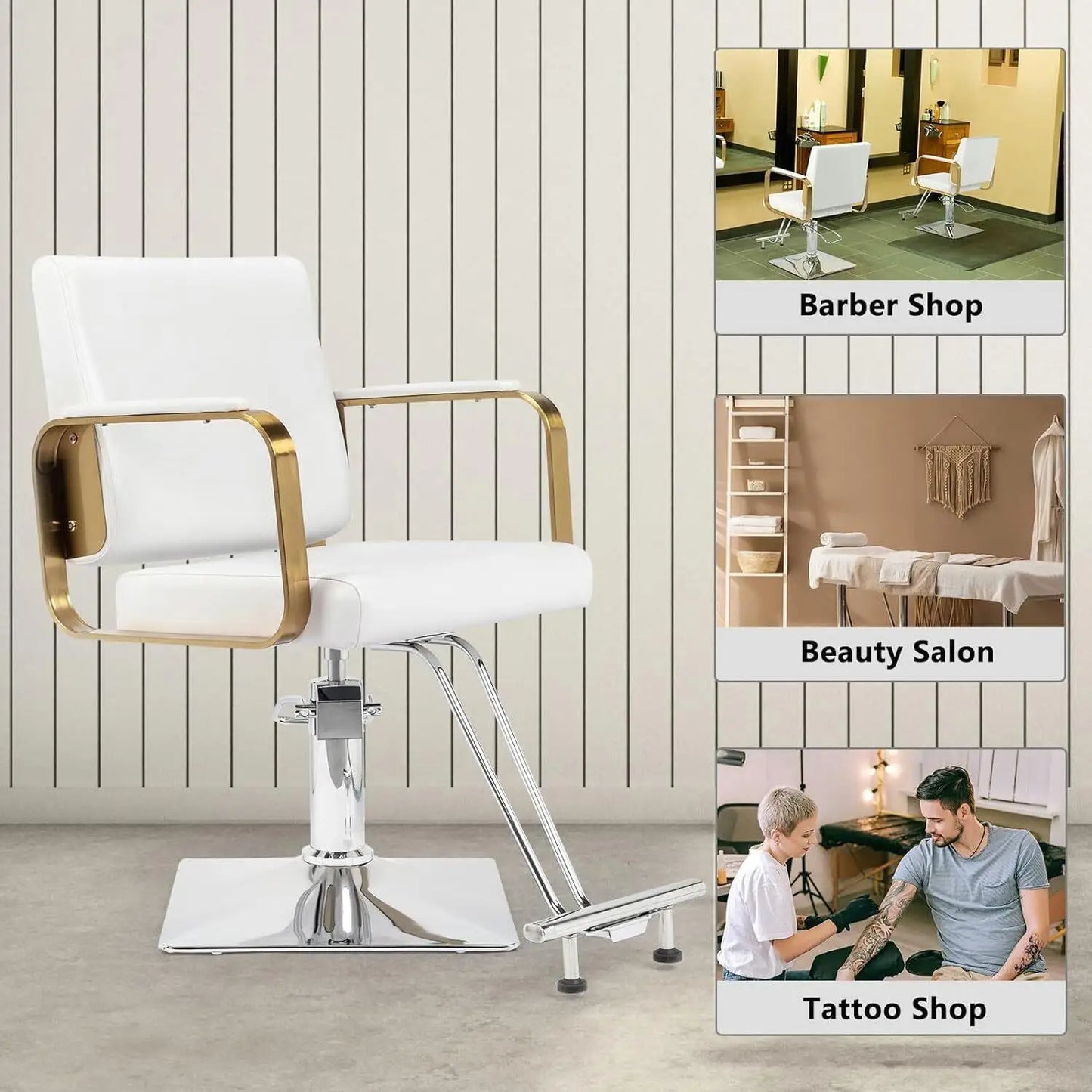 Adjustable 360° Swivel Salon Chair for Hair Stylists, Heavy Duty Hydraulic for barber Chair - Max Load 330 lbs (White)