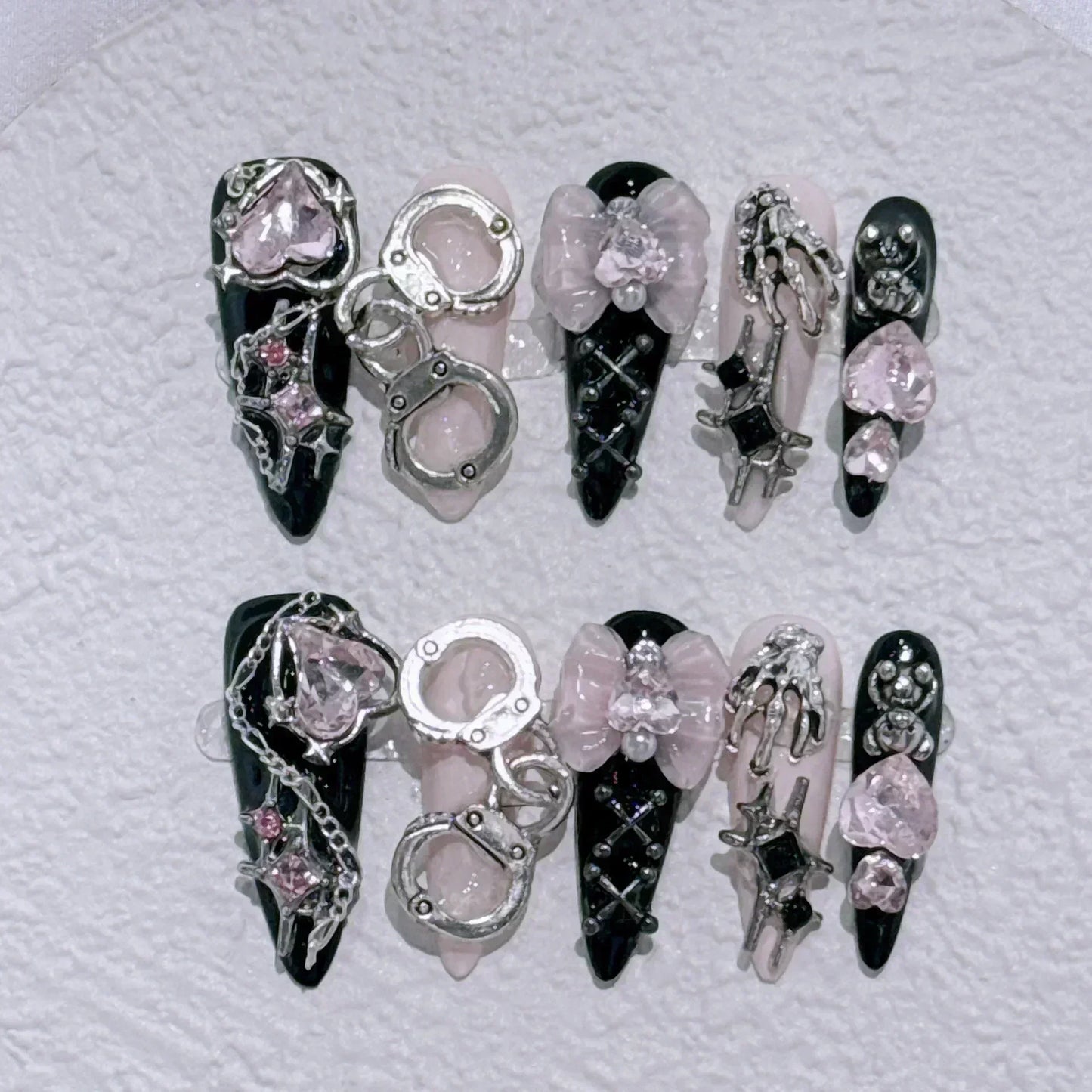 10pc detachable long stilette ballet false nails with Butterfly Camellia design y2k hot girl full cover artificial press on nail