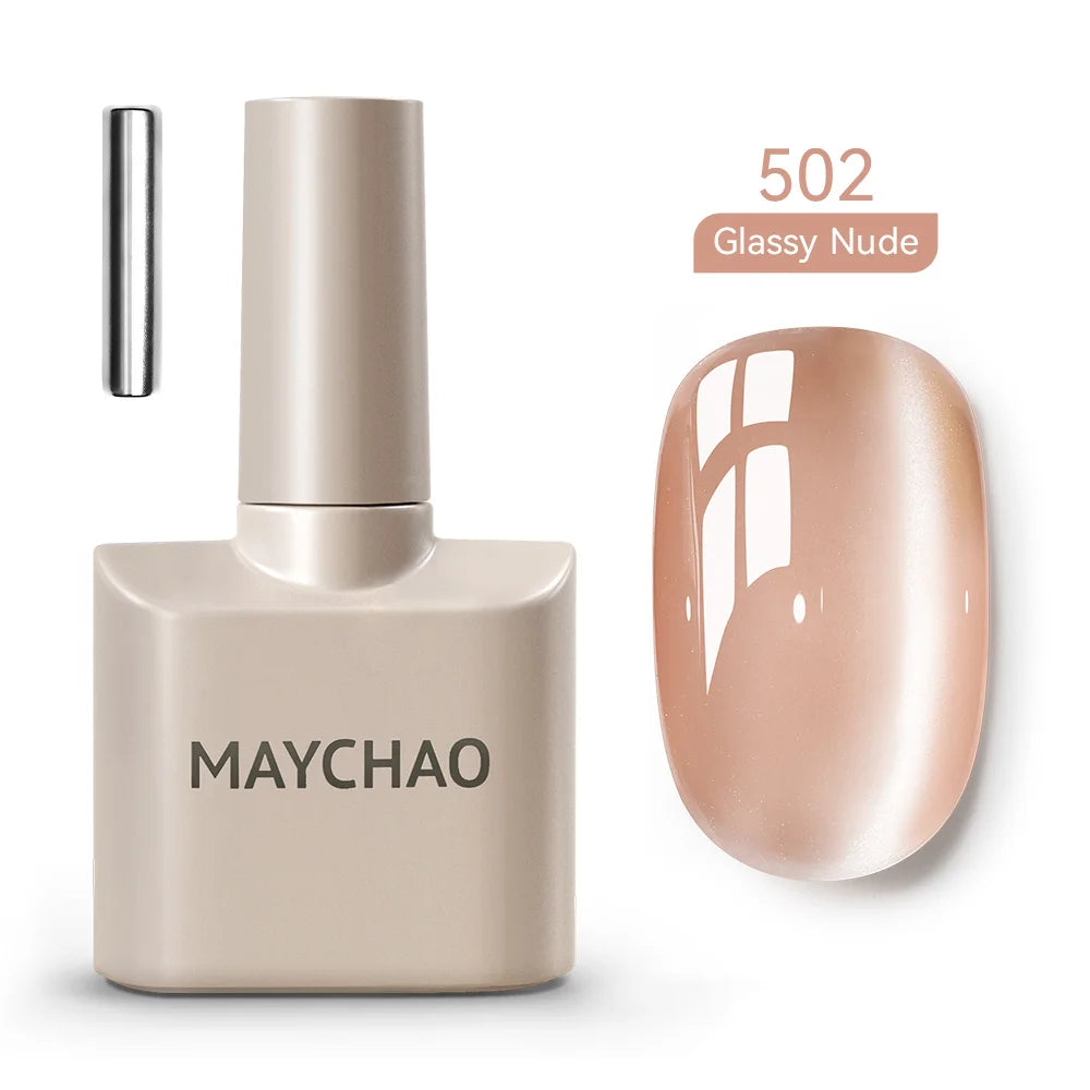 MAYCHAO 5ml Cat Eye Magnetic Gel Nail Polish Shiny Glitter Gel Lacquer Semi Permanent Soak Off UV LED Varnish Manicure Nail Art