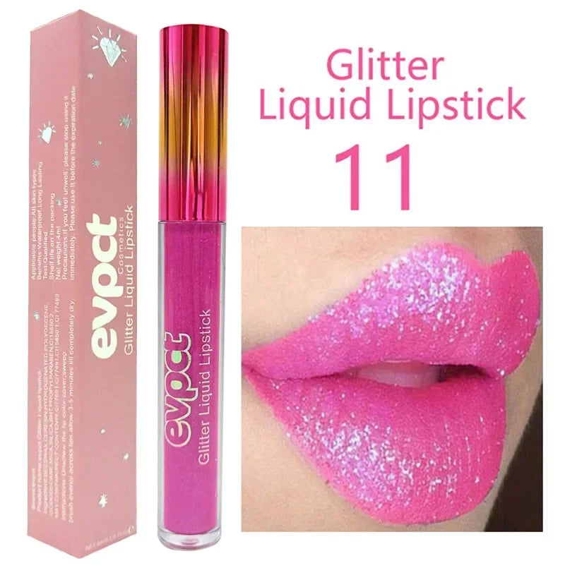 Waterproof Diamond Shimmer Glitter Lip Gloss 15 Colors Matte Glitter Liquid Lipstick Diamond Pearl Colour Lip Gloss Sexy Make Up