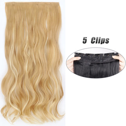 Synthetic 5 Clip In Hair Extensions Long Straight Hairstyle Hairpiece Black Brown Blonde 80CM Natural Fake Hair For Women