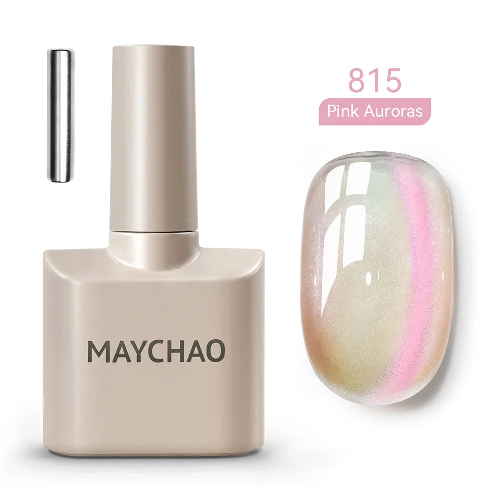 MAYCHAO 5ml Cat Eye Magnetic Gel Nail Polish Shiny Glitter Gel Lacquer Semi Permanent Soak Off UV LED Varnish Manicure Nail Art