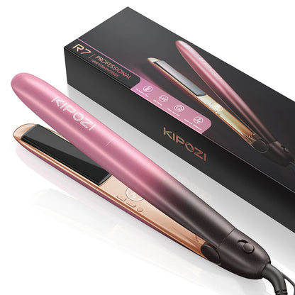 KIPOZI R7 Rose Gold Luxury Hair Straightener Curling Iron Titanium Flat Iron for Different Hair Style Salon Hair Styling Tool