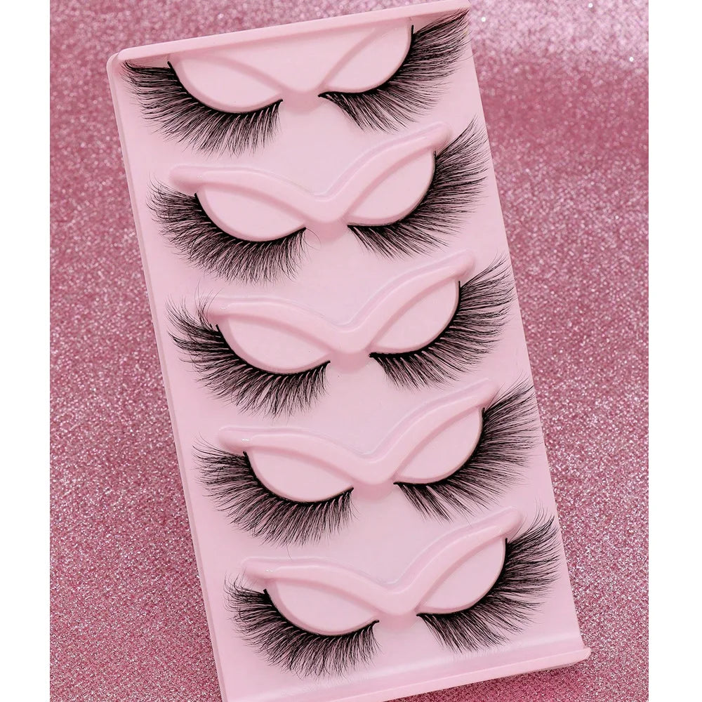 5 Pairs Cat Eye Lashes Faux Mink Eyelashes Winged End Eye Elongated Eyelashes Natural long Manga Lashes Fake Lashes Makeup