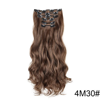 24Inch 16 Clips in Hair Extensions Long Straight Hairstyle Synthetic Blonde Black Hairpieces Heat Resistant False Hair Daily Use