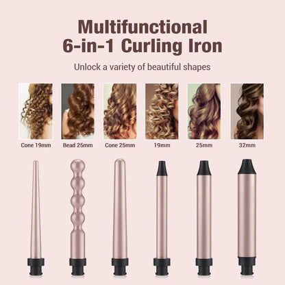 6 in 1 Hair Curler Women Curler Wand Professional Curly Tongs Ceramic Electric Salon Styling Tool Multifunctional Crimping Iron