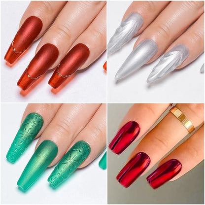 MEET ACROSS 7ml Red Metallic Color Gel Nail Polish Red Gold Silver Semi permanent Soak Off UV Gel Varnish Nail Art For Manicure