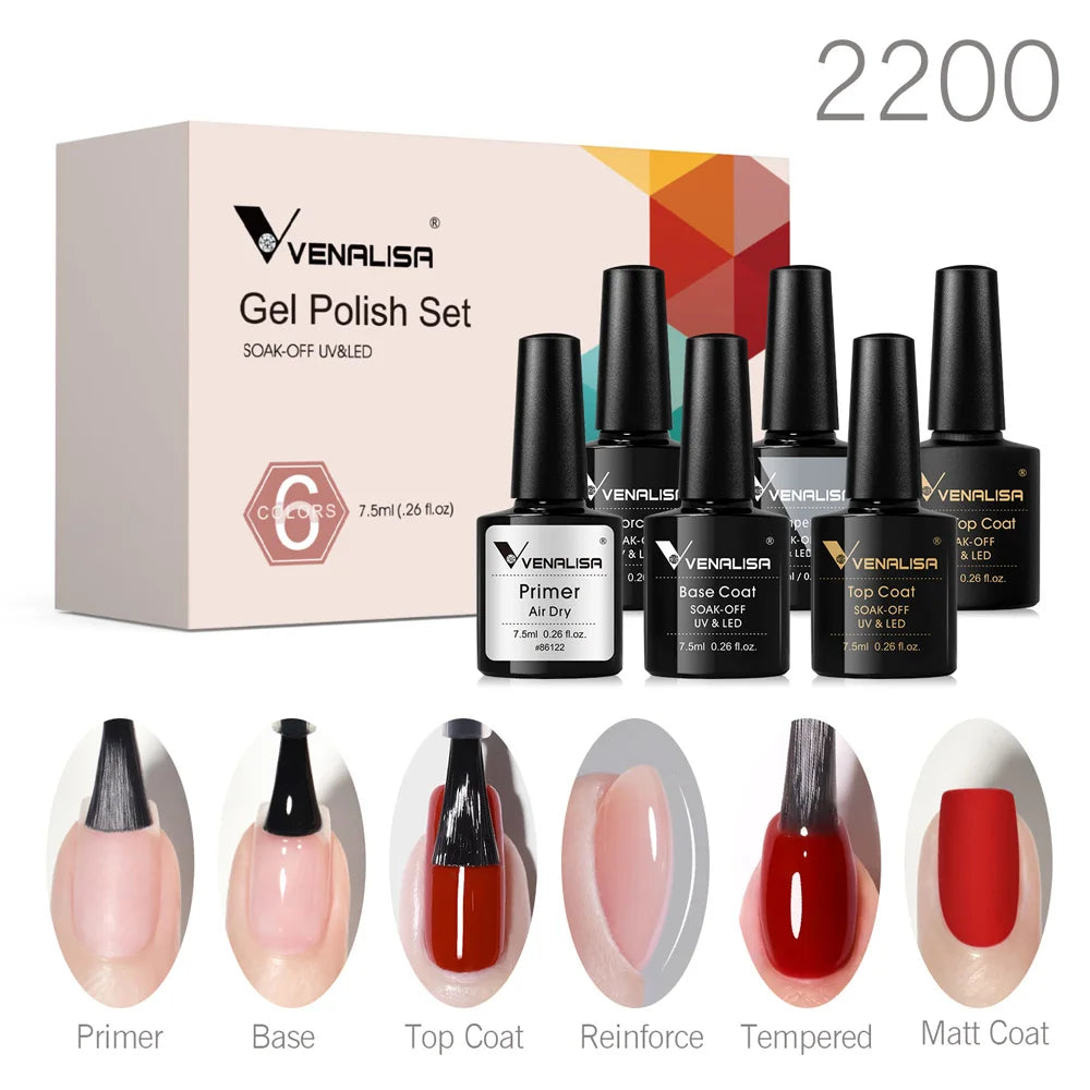 Venalisa Color Nail Gel Polish Kit  Jelly Pink Semi-transparent HEMA FREE Self Leveling Nude Natural Pink Nail Manicure Set