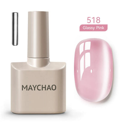 MAYCHAO 5ml Cat Eye Magnetic Gel Nail Polish Shiny Glitter Gel Lacquer Semi Permanent Soak Off UV LED Varnish Manicure Nail Art