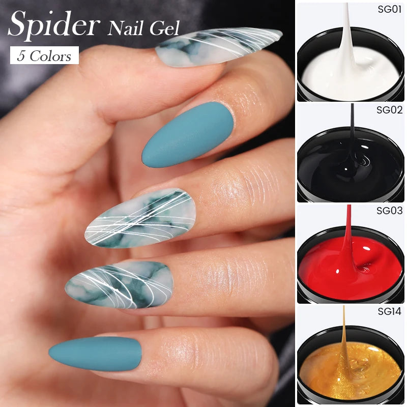 BORN PRETTY 5ml White Black Silver Spider Drawing Gel Nail Polish UV Painting Outline Gel Varnish Nails Art All For Manicure