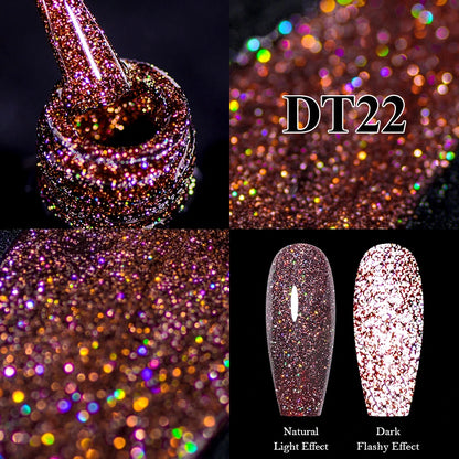 MEET ACROSS 7ml Red Metallic Color Gel Nail Polish Red Gold Silver Semi permanent Soak Off UV Gel Varnish Nail Art For Manicure