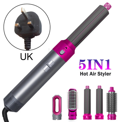 5 in 1 Hair Dryer Hot Comb Set Professional Curling Iron 3 Temperature Settings Hair Straightener Automatic Curler Styling Tool