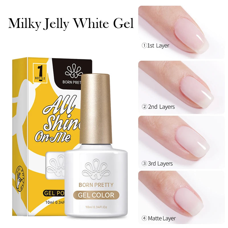 BORN PRETTY Purple Jelly Nude Gel Nail Polish 10ml Translucent Clear Gel Polish French Manicure Milky Natural Transparent Gel