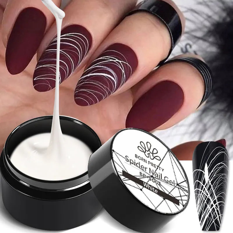 BORN PRETTY 5ml White Black Silver Spider Drawing Gel Nail Polish UV Painting Outline Gel Varnish Nails Art All For Manicure