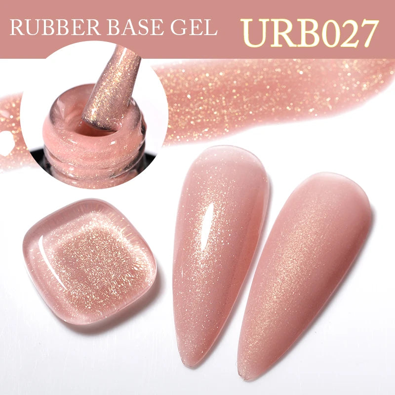 UR SUGAR 7ml Crystal Nude Rubber Base Gel Milky White Pink Gold Glitter Semi Permanent Soak Off UV LED Nail Art Construction Gel