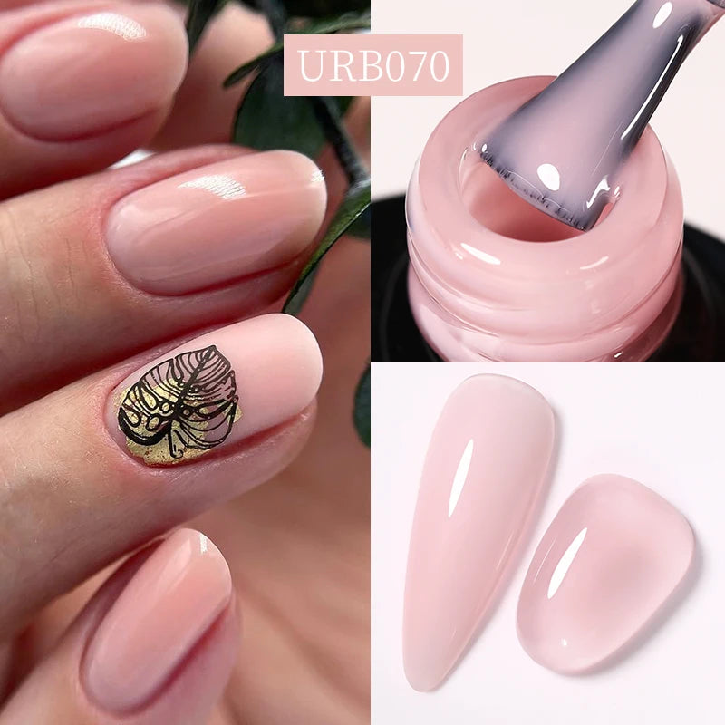 UR SUGAR 7ml Crystal Nude Rubber Base Gel Milky White Pink Gold Glitter Semi Permanent Soak Off UV LED Nail Art Construction Gel