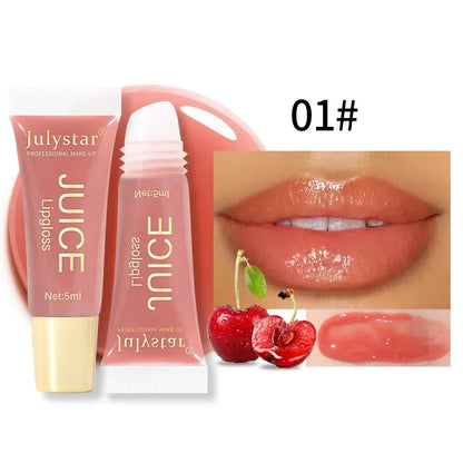 Nude Brown Plumping Lip Gloss Moisturising Fruit Lip Oil Transparent Fullness Lips Tint Soft Tube Makeup Applicator Beauty Care