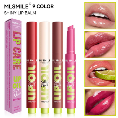 9 colors women's waterproof lipstick long-lasting easy to color moisturizing lip gloss press lipstick glossy lip balm makeup