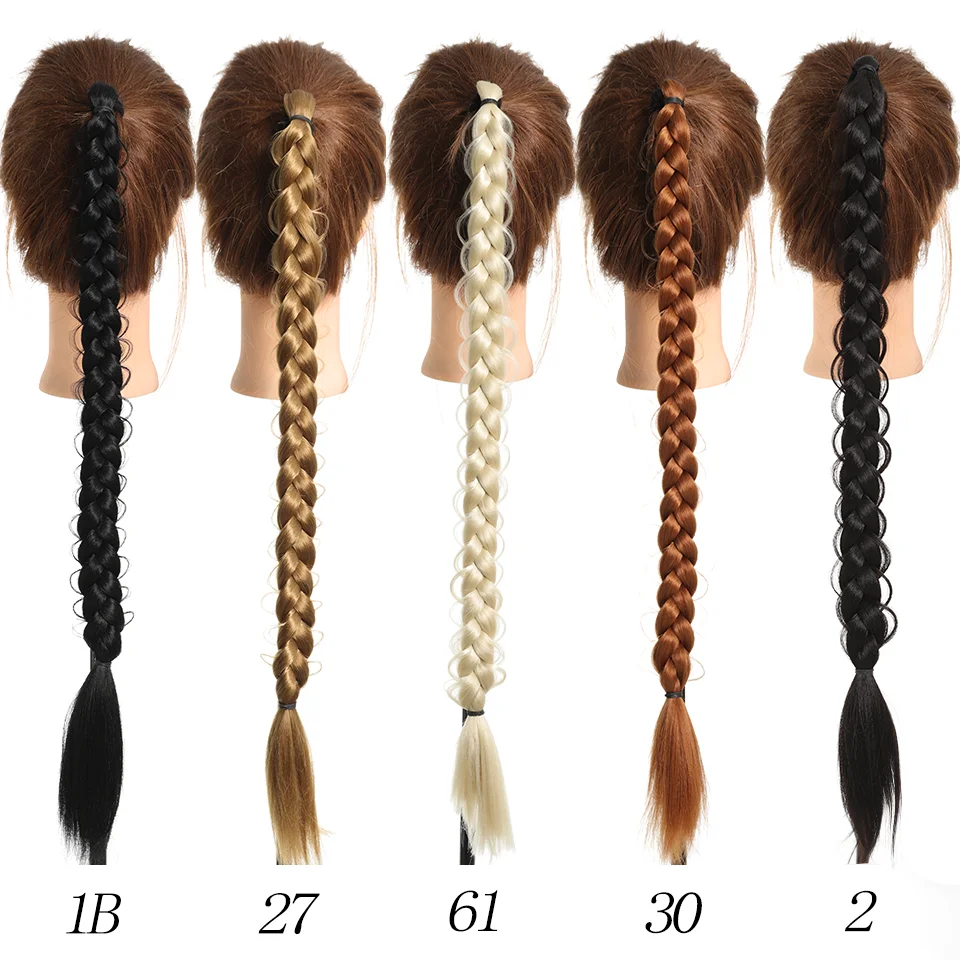 24 Inch Synthetic Long Braided Ponytail Hair Extensions For Women High Temperature Fiber Hair Accessories