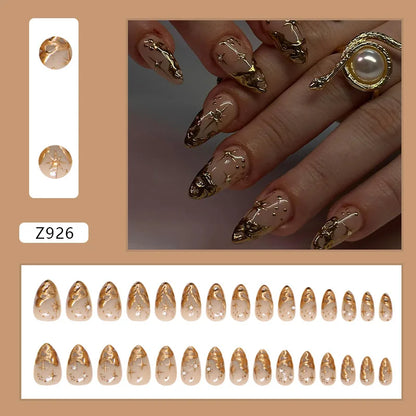 24pcs White Flower Fake Nail Tips Ins Yellow Pink Blush False Nails Wearable Full Cover European Almond Shaped Press on Nails