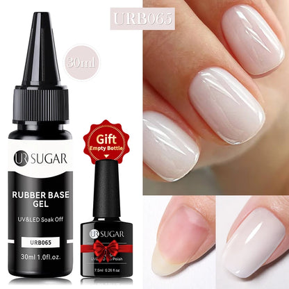 UR SUGAR 30ml Rubber Base Gel Nail Polish Refill Supplier Nude Jelly White UV/LED  Soak Off Profession Hybrid Gel For Manicure