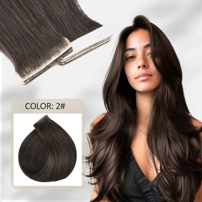 K.S WIGS Tape in Hair Extensions Straight Natural Remy Virgin Seamless Human Hair Extensions for Women Tape in Hair Extensions