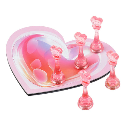 Lootaan Love Nail Holder Set Acrylic Nail Stand for Press On Nail Tips Showing Shelves Stainless Steel Plate Palette Display Kit