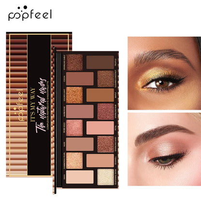 POPFEEL 16 Color Eyeshadow Palette, Makeup Nude Colors Eyeshadow Palette Natural Nude Matte Shimmer Glitter Pigment Eye Shadow