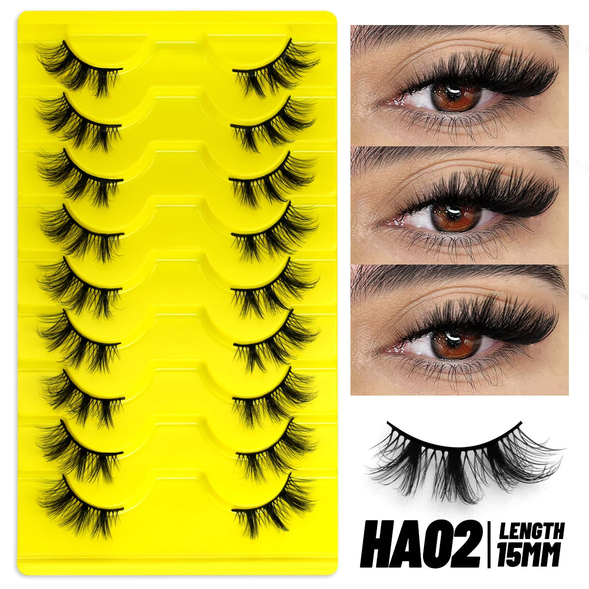 GROINNEYA Half Fake Eyelashes Half Lashes Soft Natural Cat Eye Lashes Natural Look nvisible Band Eyeashe Fluffy Eyelashes