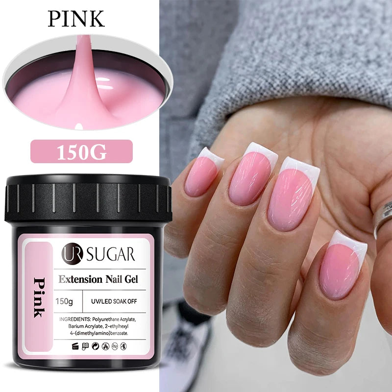 UR SUGAR 150g Quick Extension Gel  Pink Jelly Milky White Camouflage Finger French Hard Gel UV LED Gel Nail Art Design Manicure