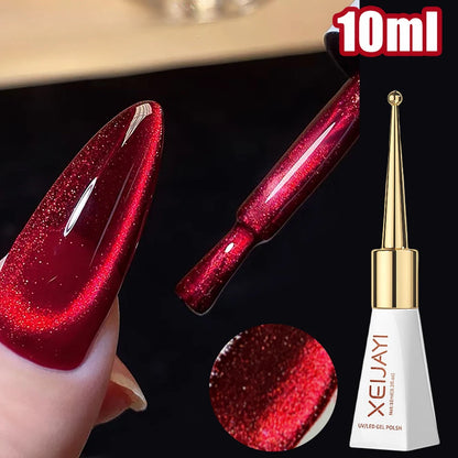 10ml/Bottle Ruby Red Cat Eye Gel Nail Polish Wine red Cherry Dopamine Glitter Nail Gel Soak Off LED/UV Semi-Permanent Manicure