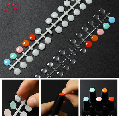 TP 120pcs Nail Color Table with Stickers for UV/Gel/Polish Nail Capsule Gel Enamel Bottle Sample Flat Back Color Card Nail Tools