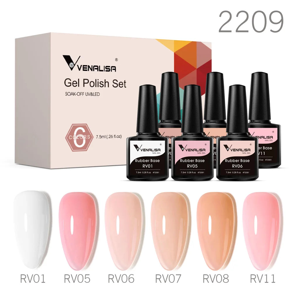 Venalisa Color Nail Gel Polish Kit  Jelly Pink Semi-transparent HEMA FREE Self Leveling Nude Natural Pink Nail Manicure Set