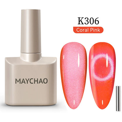 MAYCHAO 5ml Cat Eye Magnetic Gel Nail Polish Shiny Glitter Gel Lacquer Semi Permanent Soak Off UV LED Varnish Manicure Nail Art