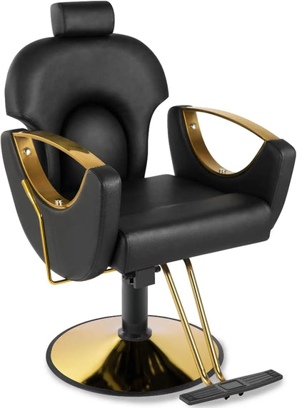 Barber Chair Salon Chair, 360° Swivel Reclining Adjustable Headrest Hydraulic Hair Armchair for Hairdressers