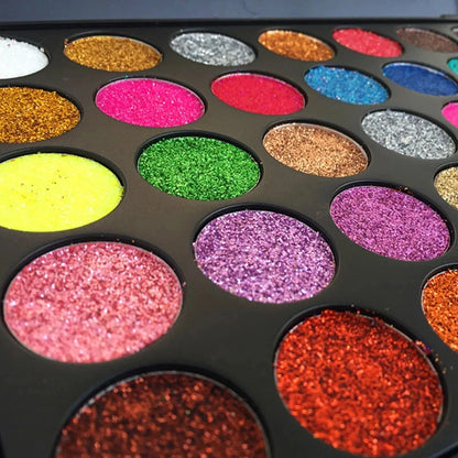 35 Colors Diamond Sequin Eyeshadow Palette Shimmer High Pigment Powder with Glitter and Satin Long Lasting Waterproof Makeup