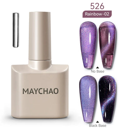 MAYCHAO 5ml Cat Eye Magnetic Gel Nail Polish Shiny Glitter Gel Lacquer Semi Permanent Soak Off UV LED Varnish Manicure Nail Art