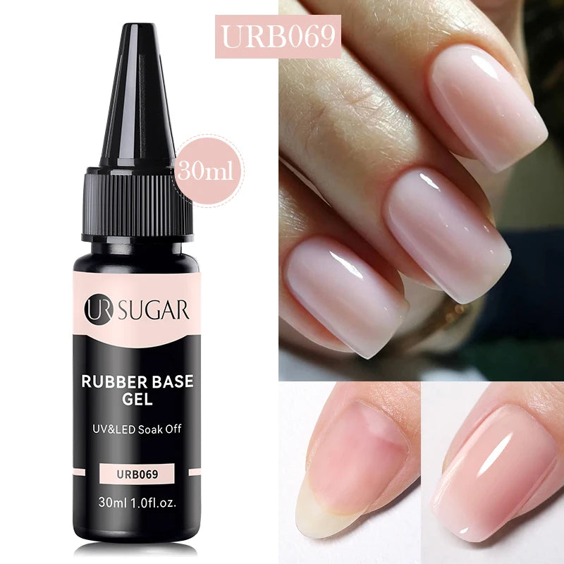 UR SUGAR 30ml Rubber Base Gel Nail Polish Refill Supplier Nude Jelly White UV/LED  Soak Off Profession Hybrid Gel For Manicure