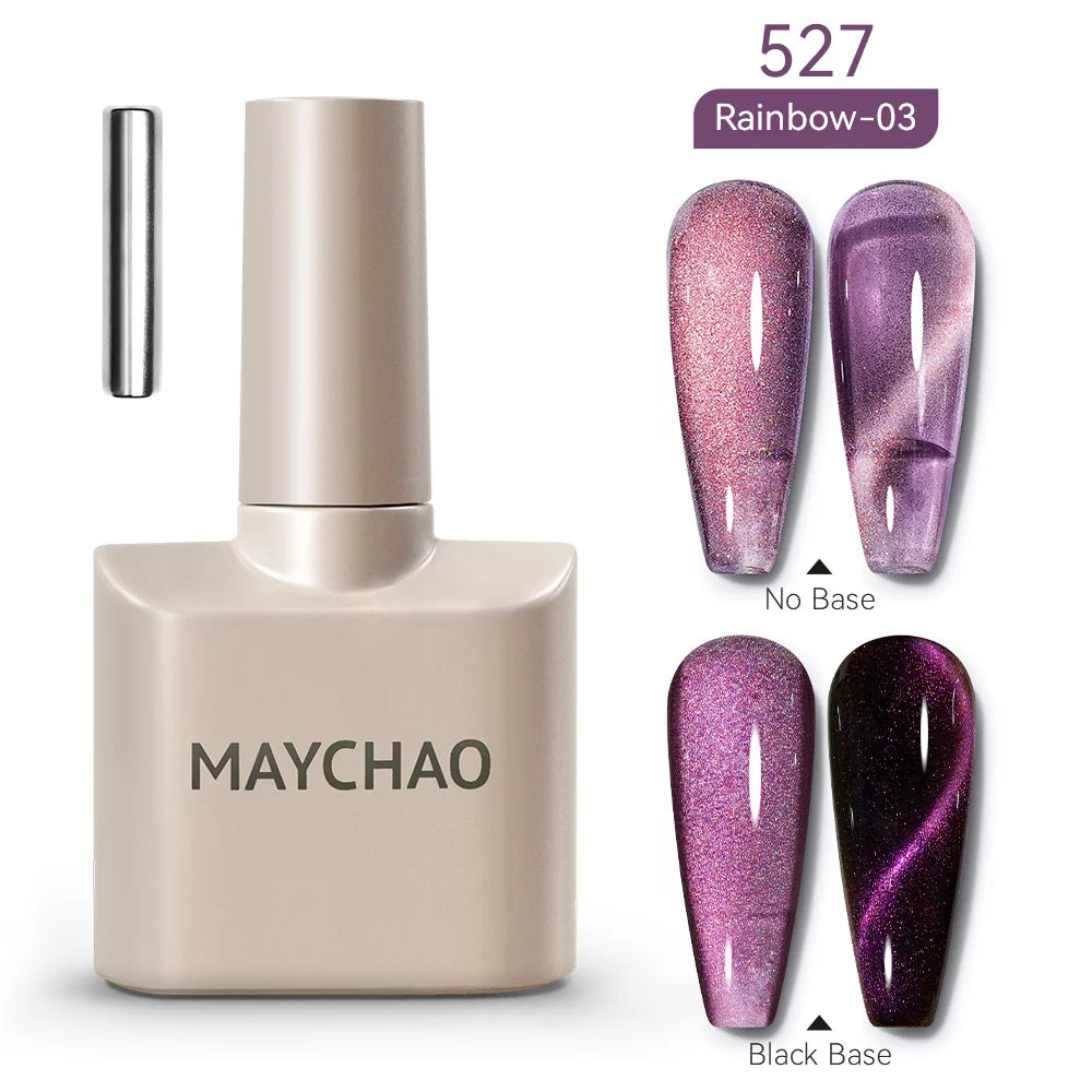 MAYCHAO 5ml Cat Eye Magnetic Gel Nail Polish Shiny Glitter Gel Lacquer Semi Permanent Soak Off UV LED Varnish Manicure Nail Art