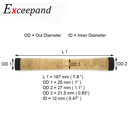 Exceepand Fishing Rod Handle Composite Cork Grip DIY Building Repair Ultra Light Soft Kits Easy Install Portable Spinning Rods