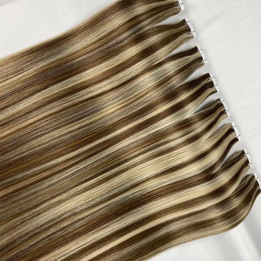 Tape In Human Hair Extensions Straight Human Hair 40pcs/Pack European Remy Straight Invisible Tape-Ins Adhesive Hair Extensions