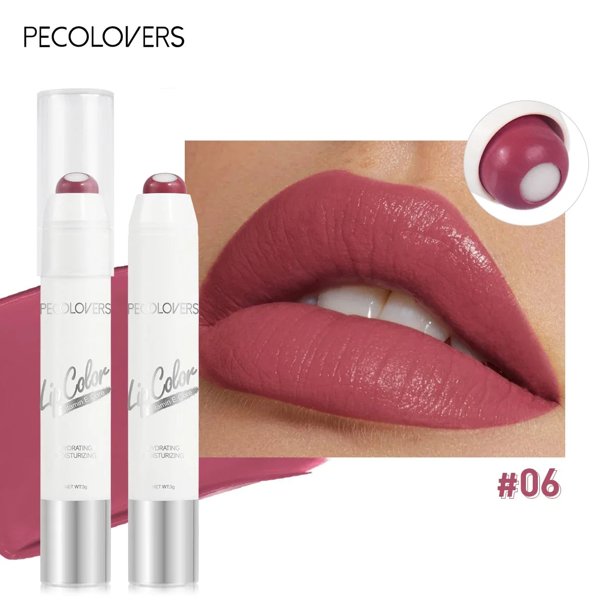 2-in-1 Nude Lipstick Matte Red Lip Balm Moisturizing 6 Colors Sandwich Lipstick Waterproof Long Lasting Non-stick Cup Lip Stick