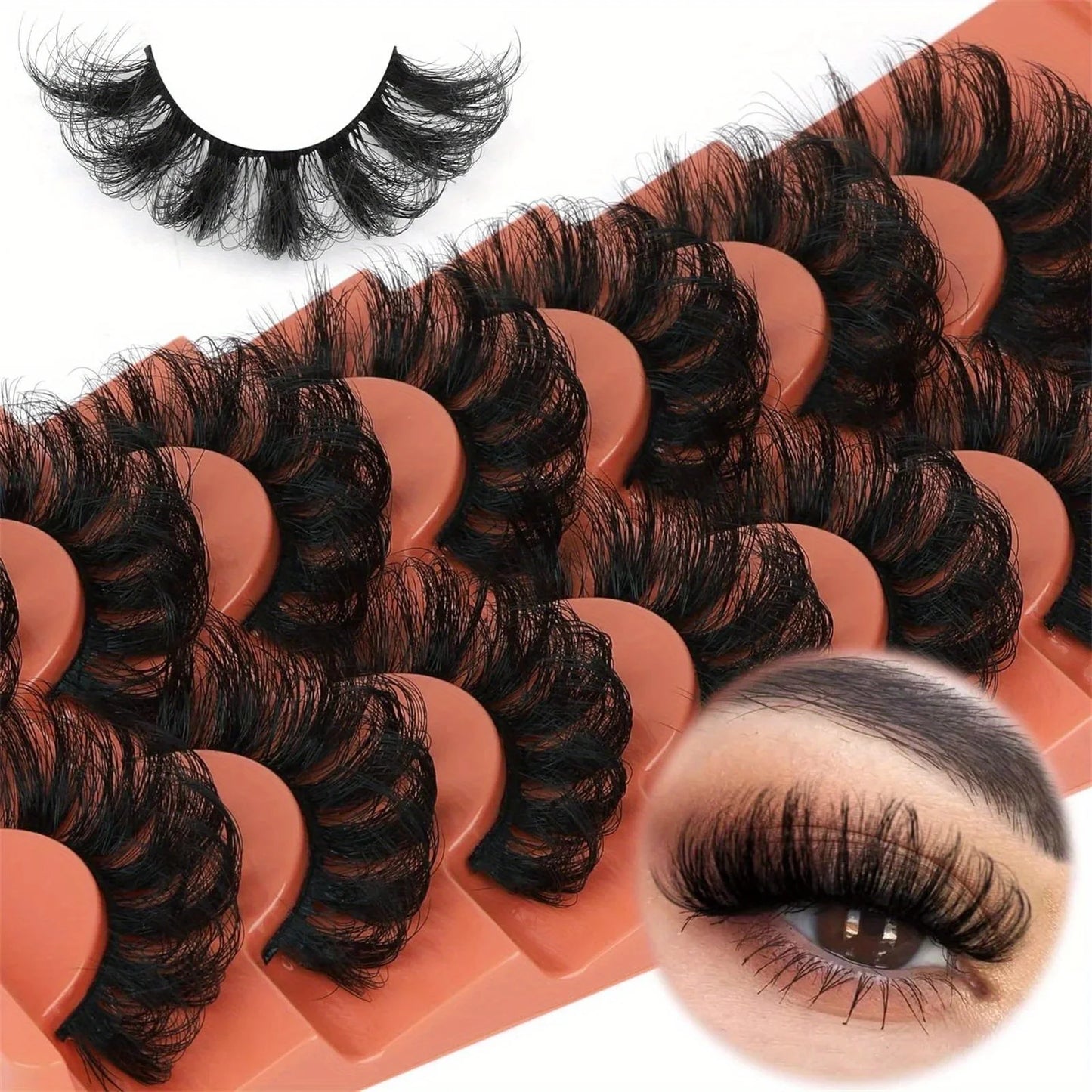 3Boxes(21Pairs) False Lashes Fluffy False Eyelashes Full Wispy Lashes 8D Volume Curly Fake Eyelashes