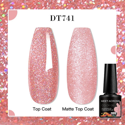 MEET ACROSS 7ml Red Metallic Color Gel Nail Polish Red Gold Silver Semi permanent Soak Off UV Gel Varnish Nail Art For Manicure