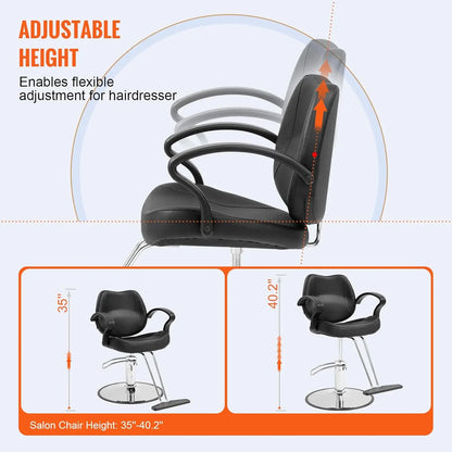 Vevor Salon Chair For Hair Stylist, Heavy Duty Hydraulic Pump, 360° Swivel With Footrest, Beauty Spa Equipment, Max Load Weight