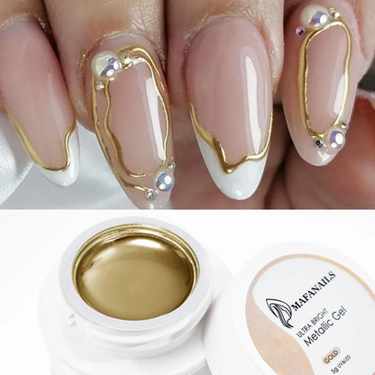 1Box Gold Metallic Painging Gel Nail Polish Super Bright Gold/Silver Mirror Metal Chrome Varnish Drawing French Line Nail Gel*&^