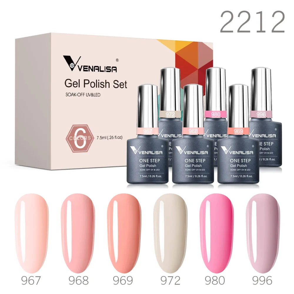 Venalisa Color Nail Gel Polish Kit  Jelly Pink Semi-transparent HEMA FREE Self Leveling Nude Natural Pink Nail Manicure Set